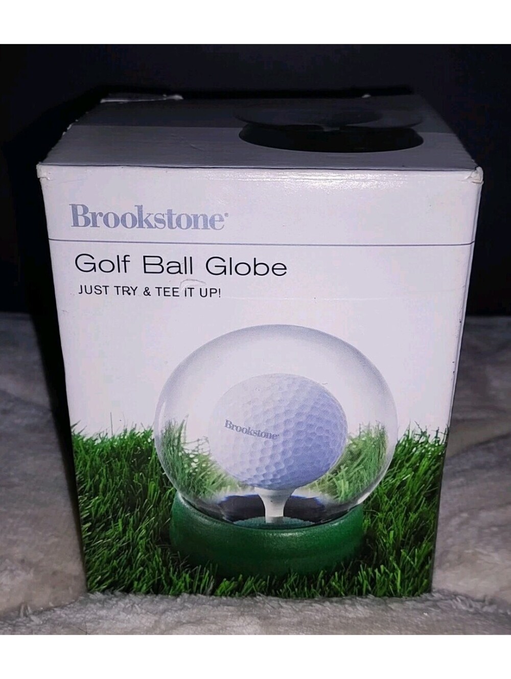BROOKSTONE Globe GOLF BALL TEE UP Intriguing Gift Teaser Puzzle Paperweight